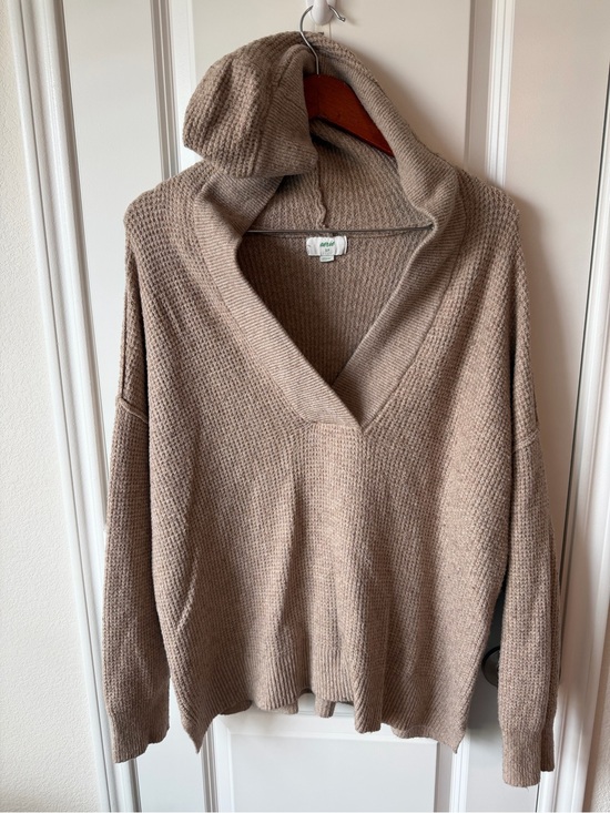 aerie Sweaters - ⚡️Aerie Cozy V-Neck Hooded Sweater in Light Taupe